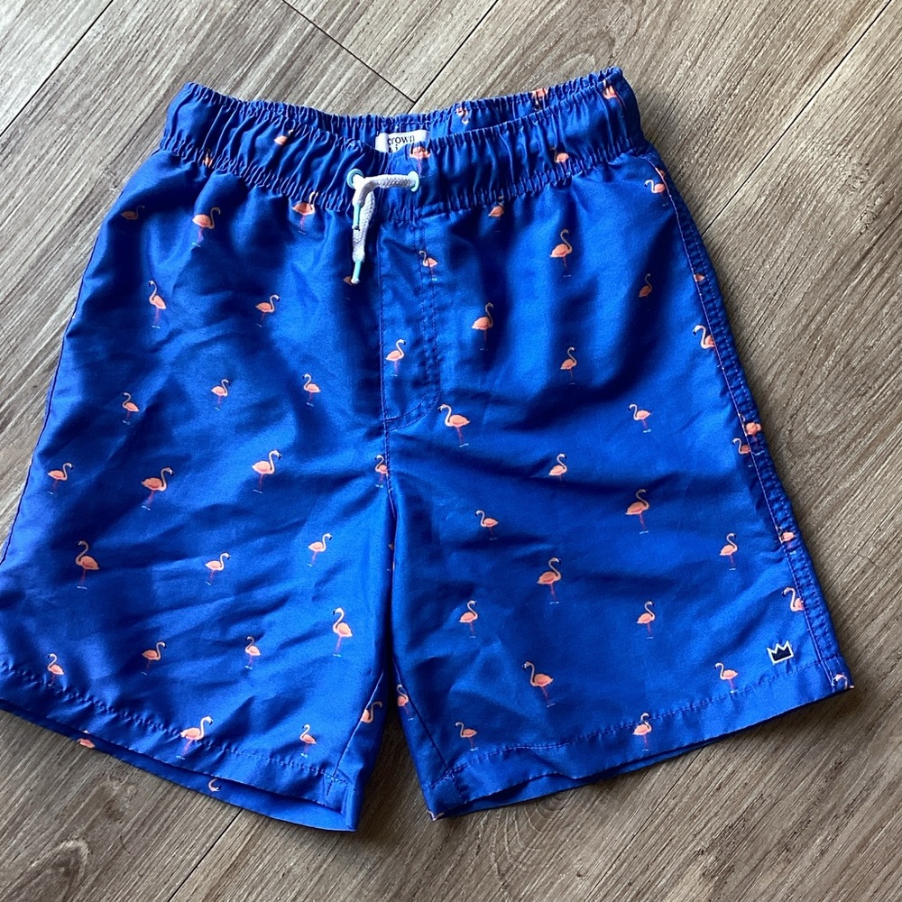Crown & Ivy Boys Blue Flamingo Swim Shorts